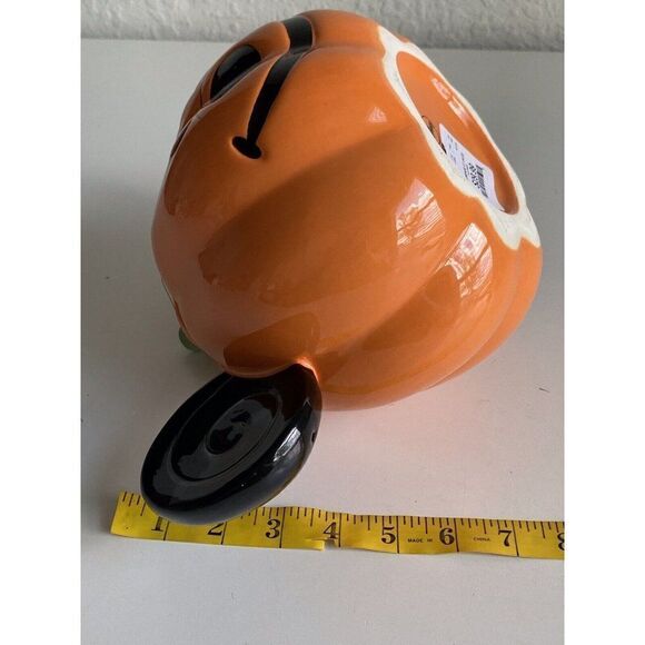 Disney Mickey Mouse Halloween Jack-O’-Lantern Pumpkin Ceramic Cookie Jar NEW - Picture 8 of 9